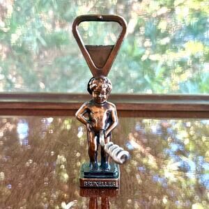 Vintage 1970s Copper Figural Corkscrew Bottle Opener Bruxelles